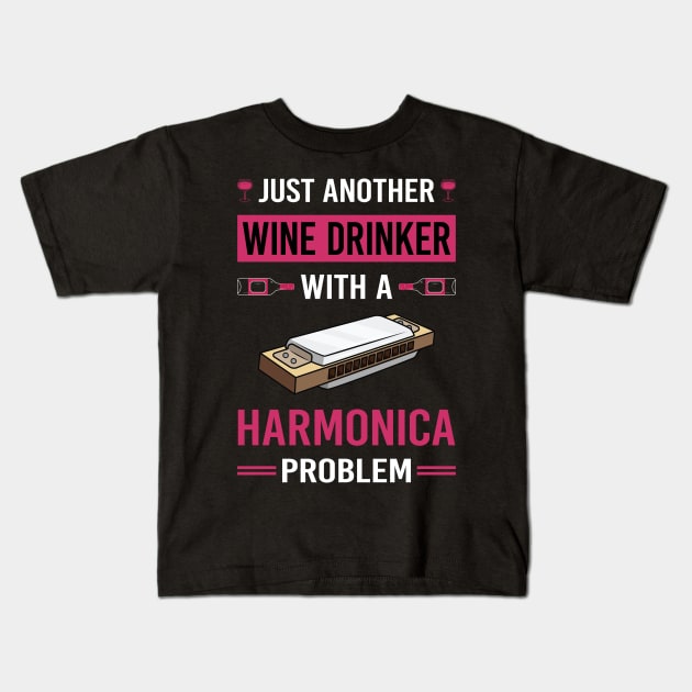 Wine Drinker Harmonica Mouth Organ Kids T-Shirt by Good Day